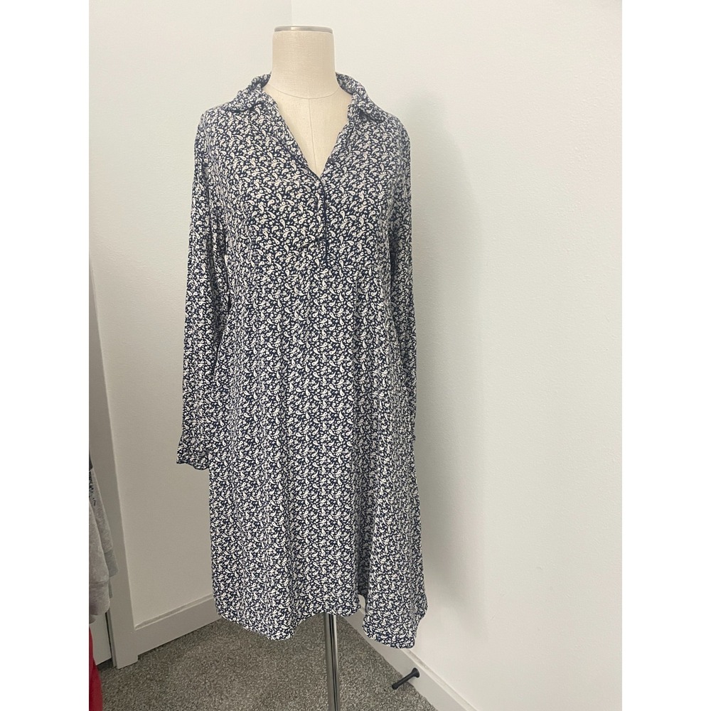 VTG 90s April Cornell Dress Womens 2 Blue Floral Pudding Shop Cottagecore Grunge